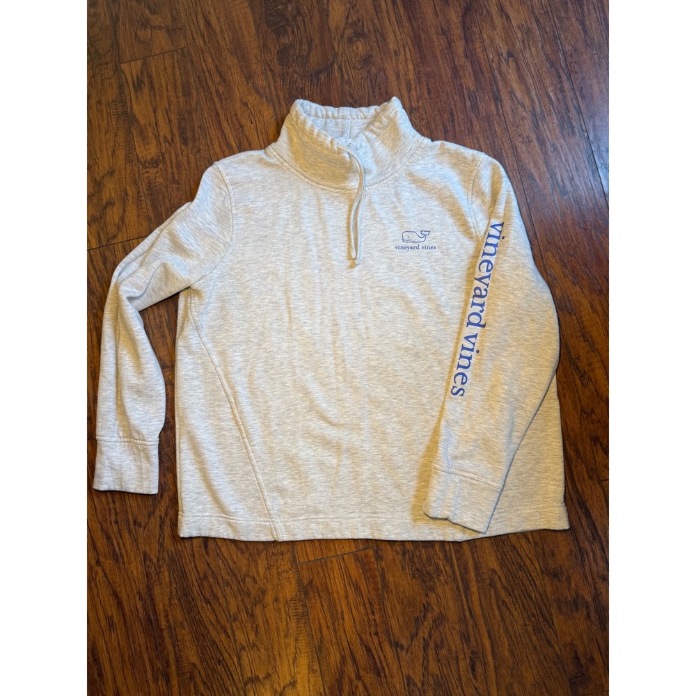 Vineyard Vines Womens XL Gray Funnel Neck Whale Logo Pullover Sweatshirt